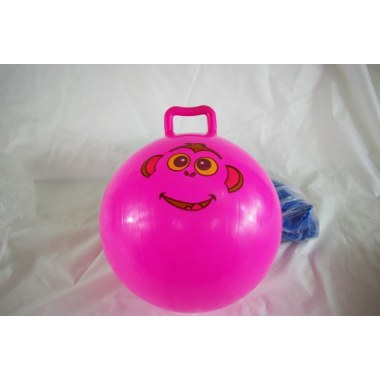 Sport piłka do skakania dla dzieci z rączką gumowa s 28cm różowa/niebieska