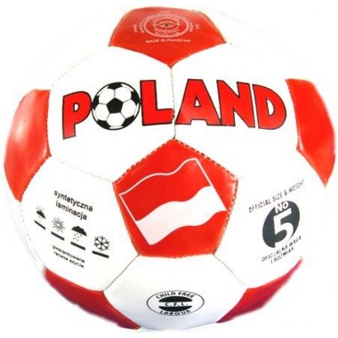 Sport piłka nożna ręcznie szyta: roz.5 32panele , 2 warstwy , materiał pcv , dętka lateks waga ok.260g 22cm biało/czerwona