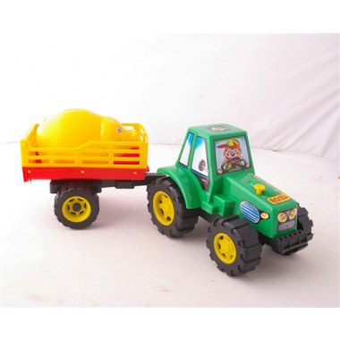 Zabawka pojazd traktor z przyczepą i świnką 44cm w wor. z zaw.