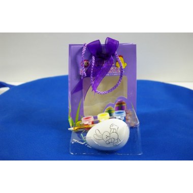 Święta wiel.- dekoracja  ceramiczna jajko do malowania zestaw jajko+farby+pędzelek torebce z okienkiem