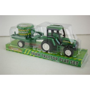 Zabawka pojazd traktor z przyczepą 16cm w kloszu