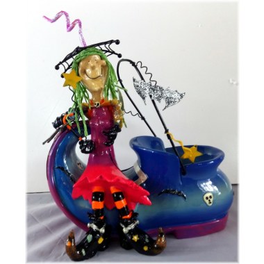Dekoracja ceramiczna 21x17cm 'Halloween'czarownica na bucie w pud.