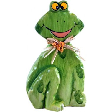 Dekoracja ceramiczna figurka 16x9cm żaba zielona