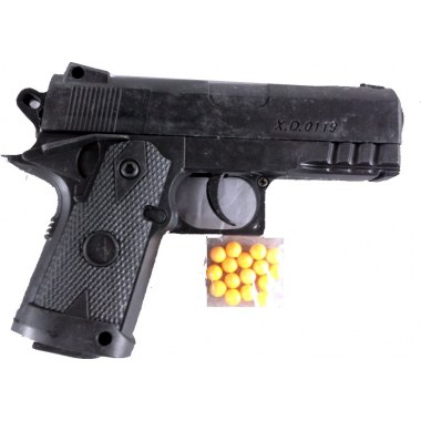 Zabawka broń pistolet na kulki 14cm: sprężynowy sportowy w wor z zaw.