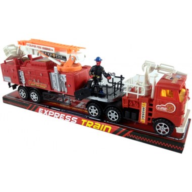 Zabawka pojazd straż pożarna 1szt z napędem 34.5x10.5x5.5cm + 2 figurki strażaków w kloszu