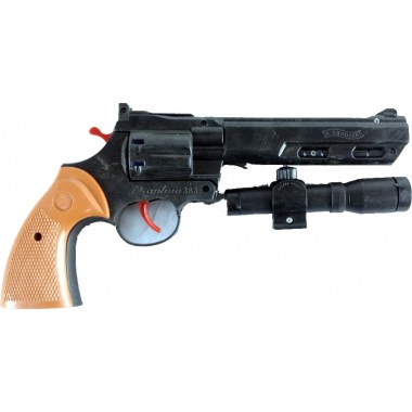 Zabawka broń pistolet na spłonkę 23cm: z lunetą w wor.