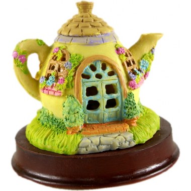 Dekoracja ceramiczna figurka czajniczek domek podświetlany na bat.2xAAR6 w pud.