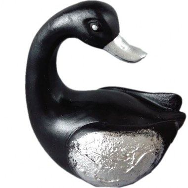 Dekoracja ceramiczna figurka czarny łabędź 5.5x5cm w folii bąbelkowej