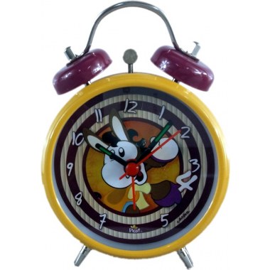 Zegar budzik okrągły: 14x10cm metalowy dziecięcy Picaat na bat.1xR6 w pud. z okien.