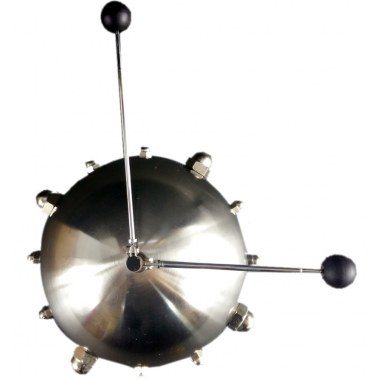 Zegar stojący/wiszący nowoczesny półkulametalowa żelazna srebrna z nitami 16x15cm na bat. 1xLR20