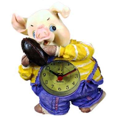Zegar stojący poliston świnka 13.5cm na  bat.1xR6 w pud.