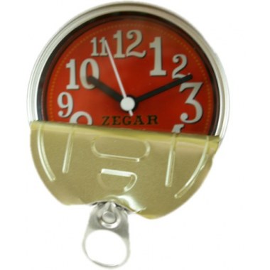 Zegar okrągły w puszce 9x5cm wzór 'Canpball's ' bez baterii w pud. z okien.