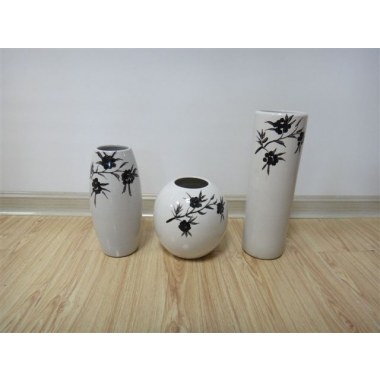 Dekoracja ceramiczna wazony 3szt mix wzór/kol.: 18.5x7.5cm+25.5x7.5cm+33.5x10.5cm