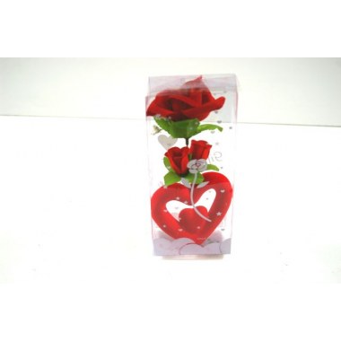 Dekoracja okolicznościowa upominek walentynkowy: serce z różą 20cm w pud.