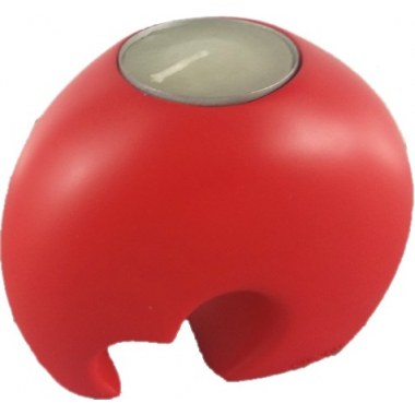 Dekoracja świecznik na 1 świeczkę ceramiczny na podgrzewacz 8cm czerwony z tealightem śr.4cm w folii bąbelkowej w pud.
