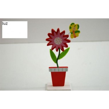 Dekoracja drewniana kwiatek w doniczce zpodstawką 16cm