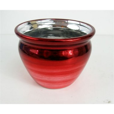 Ogród doniczka ceramiczna okrągła   m: 14x10cm czerwony metalic